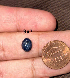 Natural Blue Star Sapphire Diffused 9x7mm - 12x10mm Oval Cabochon Loose Gemstone