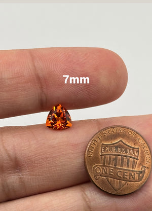 Lab Grown Orange Sapphire Trillion Cut AAA Quality Available in 7mm