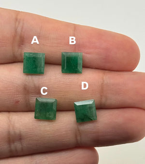Loose Natural Emerald Square 7.8-8.1mm A Quality – Genuine Green Emerald Gemstone for Custom Rings, Pendants, Earrings, Jewelry Making