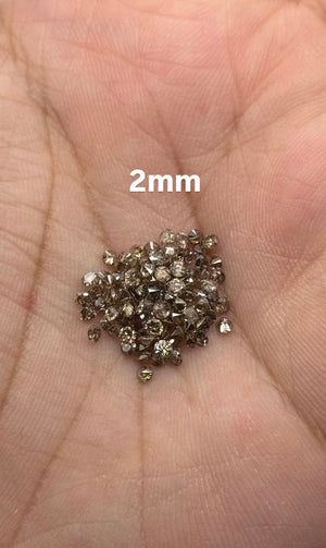 Natural Brown Diamond 2mm Round 10pcs Lot SI1 SI2 0.25ct Loose Diamonds | Light Medium Dark Shades | Jewelry Making Stones