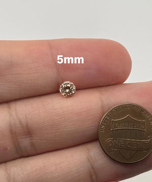 Synthetic Orange Sapphire Round Cut | Morganite Color Lab Created Gemstone 5mm–8mm Loose Stone