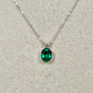 Created for everyday balance, 14K white gold 2.24–2.55 Cts oval emerald pendant with Modern Heirloom depth