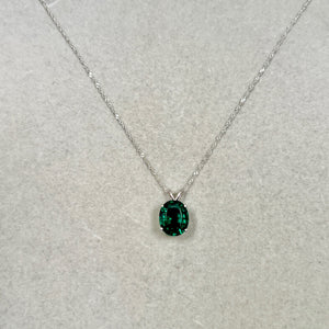 Distinctive women’s emerald pendant 4.01–4.91 Ct, 14K white gold oval solitaire in Modern Heirloom style