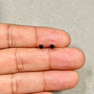 Natural black diamond stud earrings 0.25 CT round silver