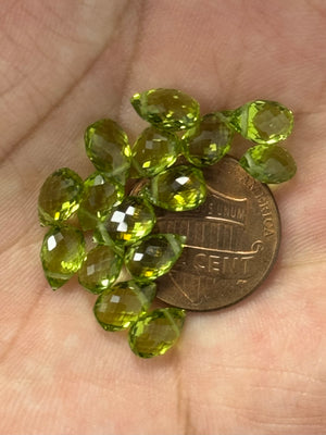 Natural Peridot Side to Side Drilled | 6x4–9.5x7mm | AAA Green Peridot Beads for Jewelry Making