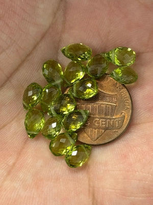 Natural Peridot Side to Side Drilled | 6x4–9.5x7mm | AAA Green Peridot Beads for Jewelry Making