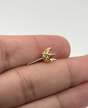 14K Gold Round 6-Prong Earring Mounting Available in 3.5mm - 8.5mm