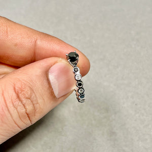 1.50 Cts Black & White Diamond Eternity Ring 14K White Gold – Bezel Set