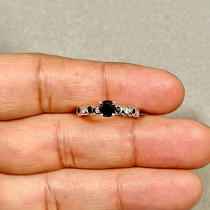 1.50 Cts Black & White Diamond Eternity Ring 14K White Gold – Bezel Set
