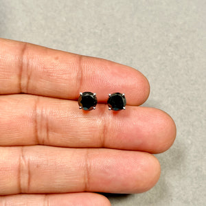 EGL Certified Black Diamond Stud Earrings 3.34 Cts Round Brilliant Platinum Screwback