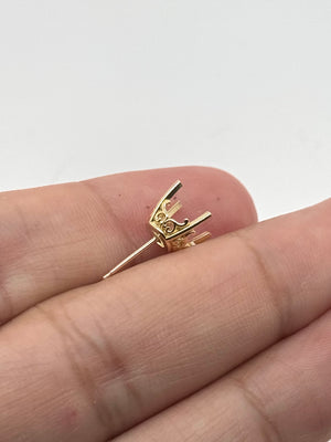 14K Gold Round 4-Prong Vintage-Inspired Scroll Earring Mounting Available in 5mm - 16mm