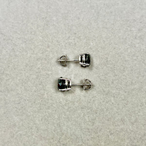 EGL Certified Black Diamond Stud Earrings 3.93 Cts Round Brilliant Platinum Screwbacks
