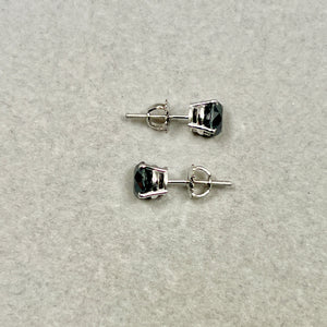 EGL USA Certified Genuine Black Diamond Stud Earrings 2.95 Cts Round Brilliant Platinum Screwbacks