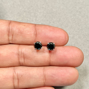 EGL USA Certified Genuine Black Diamond Stud Earrings 2.95 Cts Round Brilliant Platinum Screwbacks