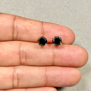 EGL USA Certified Genuine Black Diamond Stud Earrings 2.77 Cts Round Brilliant Platinum Screwbacks