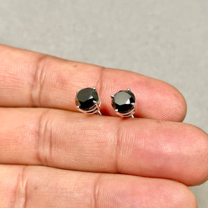 EGL USA Certified Genuine Black Diamond Stud Earrings 2.77 Cts Round Brilliant Platinum Screwbacks
