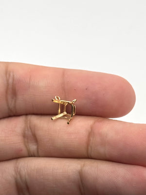 14K Gold Square 4-Prong Basket Necklace Center Available in 4x4mm - 8x8mm