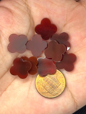 Red Agate Four Leaf Clover Beads | 10mm–14mm | Polished Gemstone | Jewelry Making Stones
