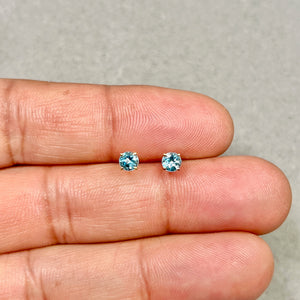 Swiss Blue Topaz Stud Earrings 0.50–0.60 Ct | 14K Yellow Gold Round Topaz Earrings | AAA Blue Topaz Studs