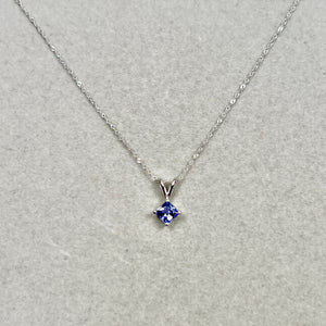 5mm princess cut tanzanite pendant in 14k white gold solitaire necklace

