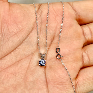 Round Tanzanite Scroll Solitaire Pendant 5mm AA | 0.46–0.61 Ct Natural Tanzanite | Platinum Pendant with 18K Chain