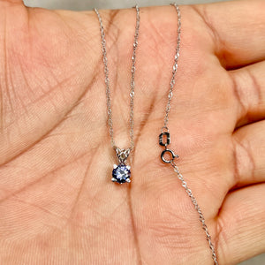 Round Tanzanite Scroll Solitaire Pendant 5mm AA | 0.46–0.61 Ct Natural Tanzanite | Platinum Pendant with 18K Chain