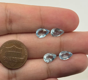 9×6mm pear cut milky aquamarine-look loose gemstone 4.12ct total, soft blue-green translucent shine for fine jewelry making