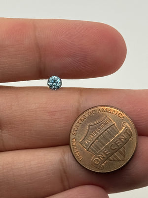 Natural blue zircon matched round gemstone pair 4.3mm, 0.43ct total, brilliant sparkle loose gems for studs and pendants.