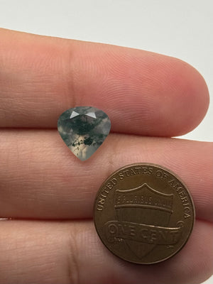 Natural Moss Agate 10mm Heart Cabochon | Not Cleft, Solid Heart Shape | Loose Gemstone for Jewelry Making, Rings, Pendants, Gifts