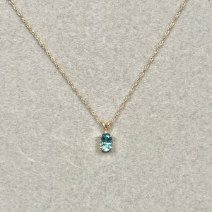 Oval Aquamarine Solitaire Pendant 7x5mm AAA | 0.52–0.78 Ct Natural Aquamarine | 18K Yellow Gold Necklace
