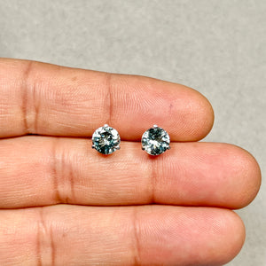 AA round aquamarine stud earrings 7mm 14k white gold