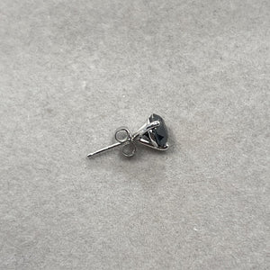 1.00 Ct Black Diamond Men’s Stud Earring – 5.65–6.37mm AA Round EGL USA Certified Solitaire in 14K White Gold | Push Back