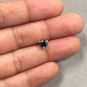 1.00 Ct Black Diamond Men’s Stud Earring – 5.65–6.37mm AA Round EGL USA Certified Solitaire in 14K White Gold | Push Back