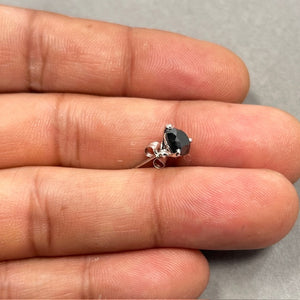 1.00 Ct Black Diamond Men’s Stud Earring – 5.65–6.37mm AA Round EGL USA Certified Solitaire in 14K White Gold | Push Back