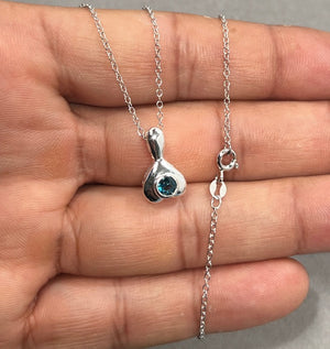 0.27 CT London Blue Topaz Pendant in Silver | 4mm Round Solitaire Gemstone Necklace | Bezel Set Topaz with 18" Silver Chain