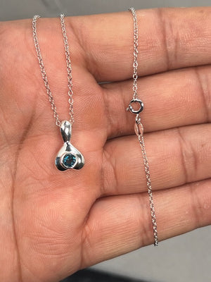 0.27 CT London Blue Topaz Pendant in Silver | 4mm Round Solitaire Gemstone Necklace | Bezel Set Topaz with 18" Silver Chain