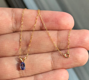 Dainty Tanzanite Pendant | 0.45 Ct Oval Gemstone in 14K Yellow Gold | December Birthstone Necklace | Minimalist Jewelry