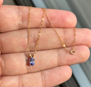 Dainty Tanzanite Pendant | 0.45 Ct Oval Gemstone in 14K Yellow Gold | December Birthstone Necklace | Minimalist Jewelry