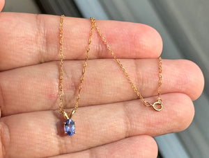 Dainty Tanzanite Pendant | 0.45 Ct Oval Gemstone in 14K Yellow Gold | December Birthstone Necklace | Minimalist Jewelry