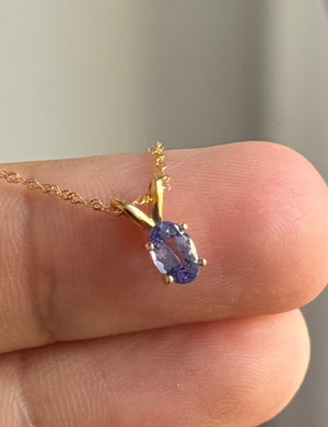 Dainty Tanzanite Pendant | 0.45 Ct Oval Gemstone in 14K Yellow Gold | December Birthstone Necklace | Minimalist Jewelry