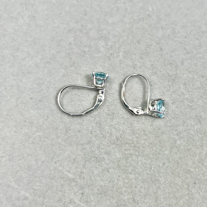 Calm Ocean Glow 1.25–1.55 CTS 14K White Gold Aquamarine Stud Earrings with Lever Backs for Women, Sculptural Round Elegance