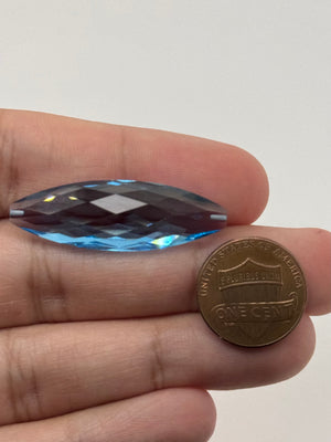 Swiss Blue Topaz 39x12.5mm Marquise Briolette Drilled Top & Bottom | Natural Loose Gemstone for Pendant, Jewelry Making
