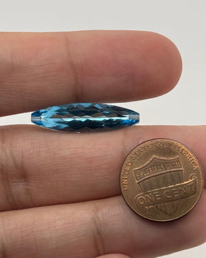 Natural Swiss Blue Topaz Marquise Briolette 25x7mm AAA Quality | Top & Bottom Drilled Pendant Gemstone