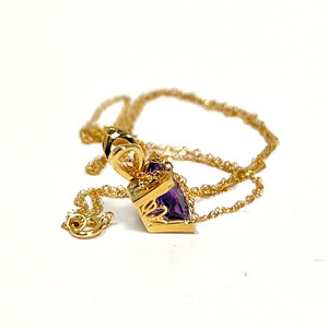 1.40-1.75 Ct Princess Cut Amethyst Pendant in 14K Yellow Gold – AAA Quality Solitaire Scroll Design with 18 Inch Chain