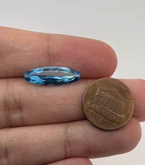 Swiss Blue Topaz 20x7mm Marquise Briolette AAA | Top & Bottom Drilled Loose Gemstone for Pendant, Jewelry Making
