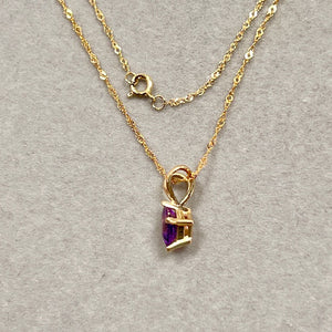 0.50–0.70 Ct Princess Cut Amethyst Pendant in 14K Yellow Gold, AAA Solitaire Amethyst Necklace, 5mm Amethyst Necklace