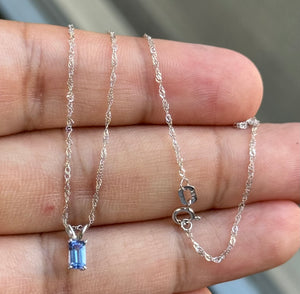 Dainty Tanzanite Solitaire Pendant | 0.29-0.38 Ct AA+ 5x3mm | 18K White Gold Necklace | December Birthstone Jewelry
