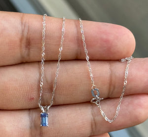 Dainty Tanzanite Solitaire Pendant | 0.29-0.38 Ct AA+ 5x3mm | 18K White Gold Necklace | December Birthstone Jewelry