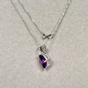 2.10 Ct Princess Cut Amethyst Solitaire Pendant in Platinum with 18K White Gold Chain – AAA February Birthstone Necklace
