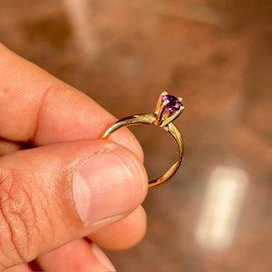 0.40 Ct Round Amethyst Solitaire Ring in 14K Yellow Gold, 5mm AAA Purple Gemstone Ring, February Birthstone Promise Ring, Ring Size 8